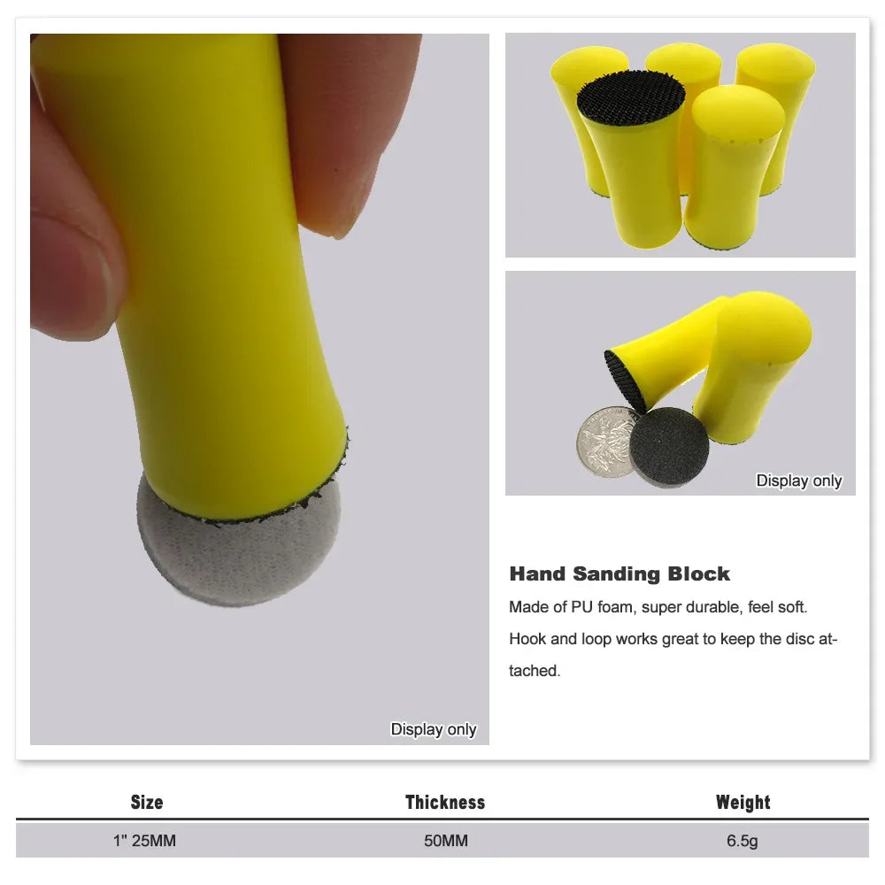 1-Inch Hand Sanding Block with Sanding Discs