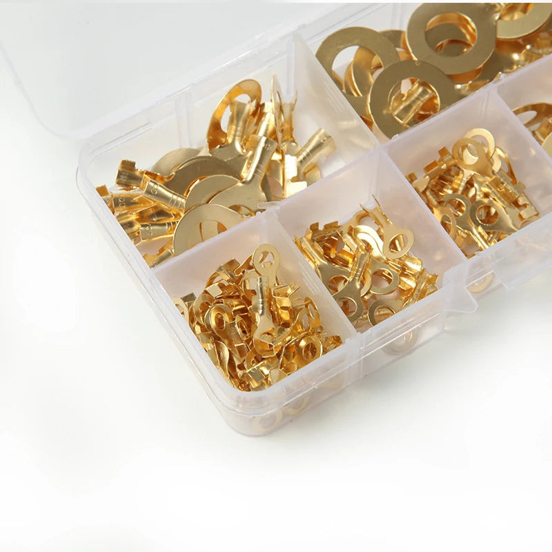 Non-insulated Assortment Kit M3/M4/M5/M6/M8/M10 Ring Lugs Eyes Copper Crimp Terminals Cable Lug Wire Connector