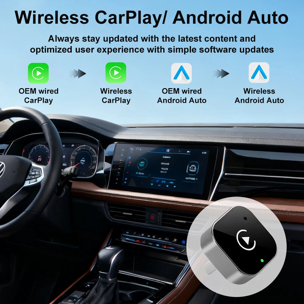 Wired to Wireless CarPlay and Android Auto Adapter, 4 Models