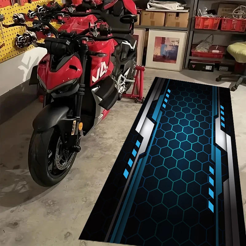 Motorcycle Garage Floor Mat Racing Display Oil and Wear Resistant Carpet for Workshop