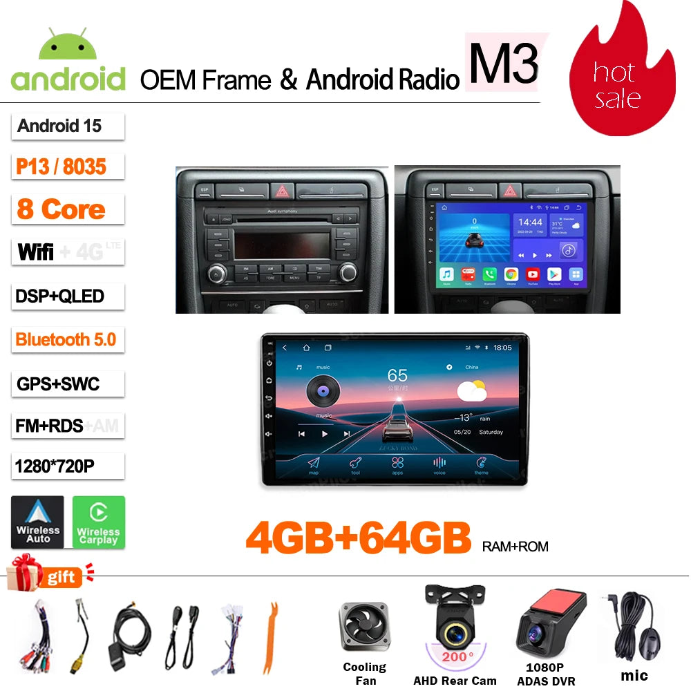 Android 16 9'' Car Radio for Audi A4/S4/RS4 2002-2009 CarPlay - image 17