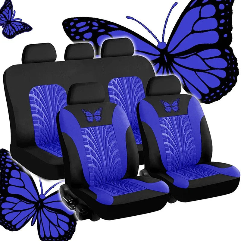 Butterfly Embroidery Car Seat Cover Set, Universal Fit