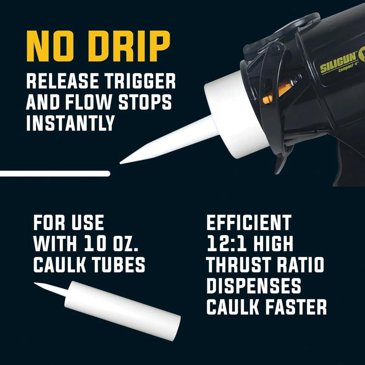 Classic Compact 4 Inch Caulking Gun Portable Lightweight Handheld Sealant Applicator