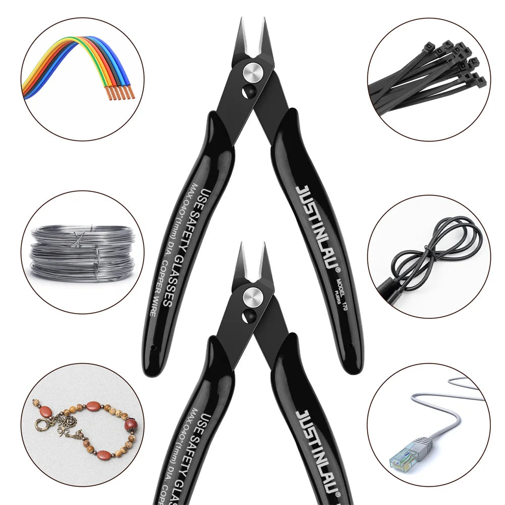 2Pcs Mini Nose Cutting Plier Electrical Wire Cable Cutter  Metal Side Snips Flush Pliers Convenient Durable Tool