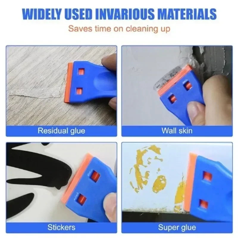 1Set Car Window Glass Clean Scraper Car Sticker Remover Plastic Razor Blade Label Clean Razor Glue Remover Cleaning Tools