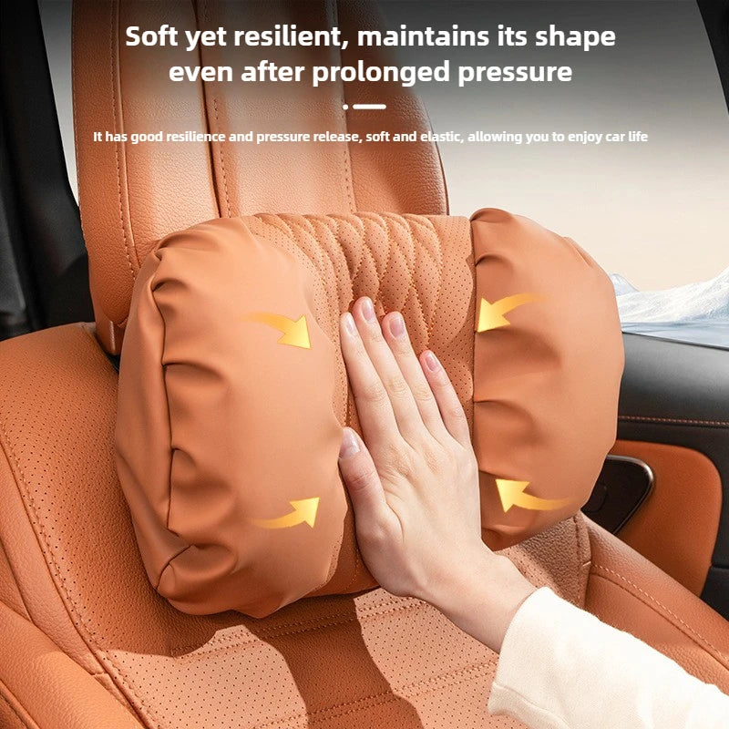 Nappa Leather Car Headrest & Lumbar Support Cushion - image 2