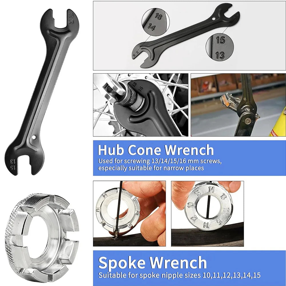 Bike Tool Kit Professional Bike Repair Tools with Cassette Remover Wrench Chain Breaker Cycling MTB Road Bike Maintenance Tool