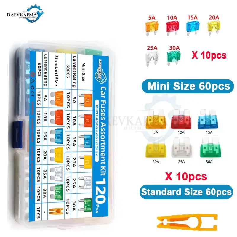 120–300 Piece Blade Fuse Assortment Kit with Puller
