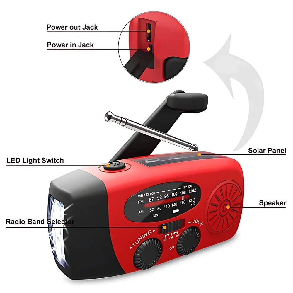 Solar Hand-Crank Emergency Radio with Power Bank & Flashlight - image 11