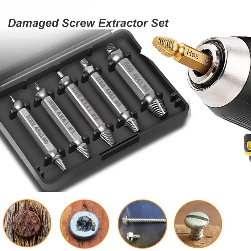 Screw Extractor Drill Bit Set - Removes Stripped Bolts