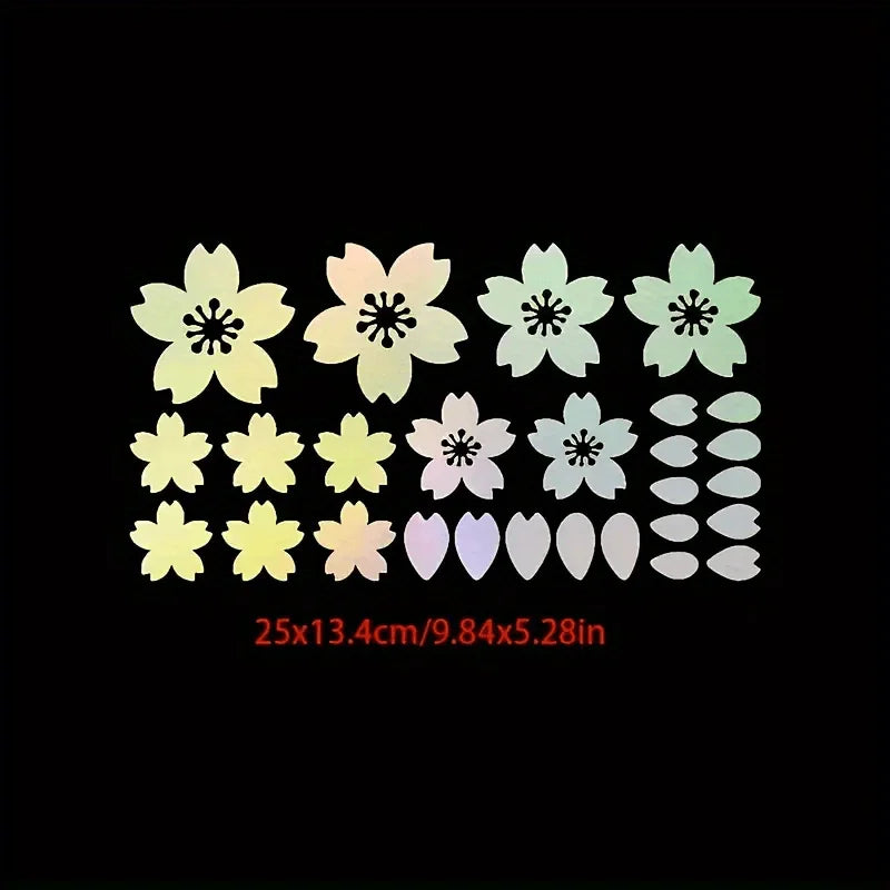 27-Piece Cherry Blossom Car Sticker Set for Windshield and Mirror