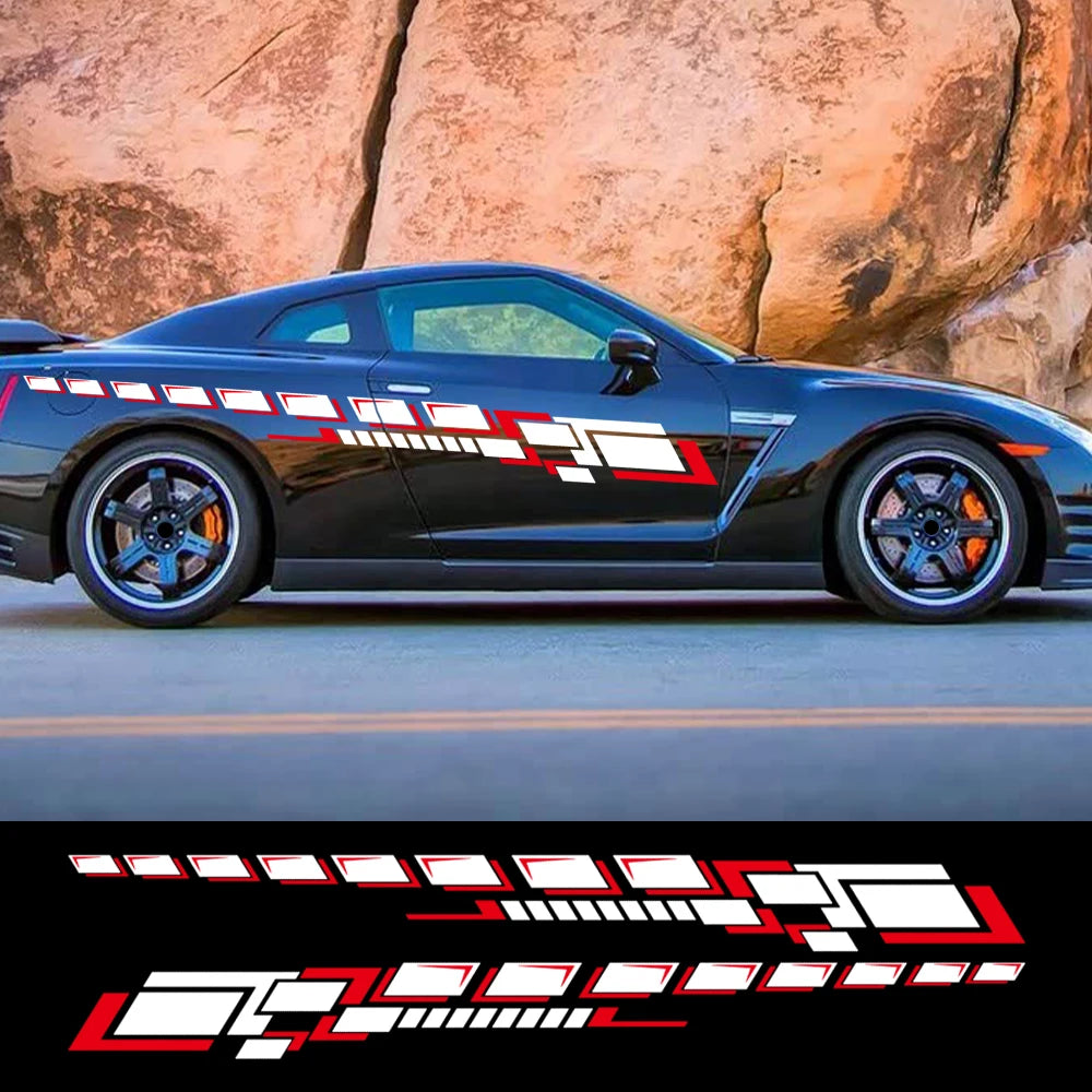 Car Body Side Strip Decal, Long Vinyl Stripe, 2pc