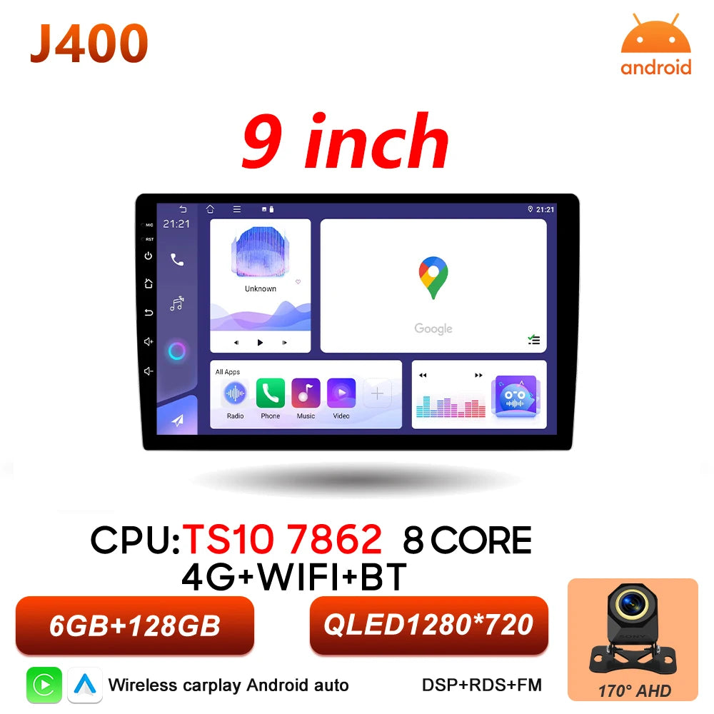 9/10 Inch Double DIN Car Stereo with Wireless CarPlay & Android Auto - image 8