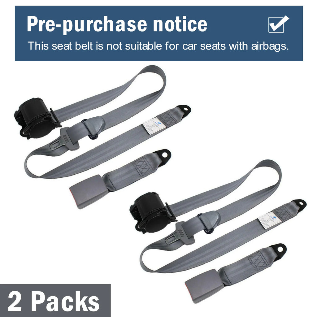 Retractable 3-Point Seat Belt Kit for Sedan, Truck & Van (Grey) - image 11