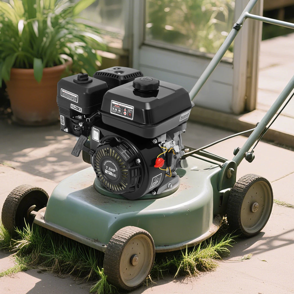 212cc 7.5HP Horizontal Shaft Gas Engine, 20mm Shaft, Pull Start