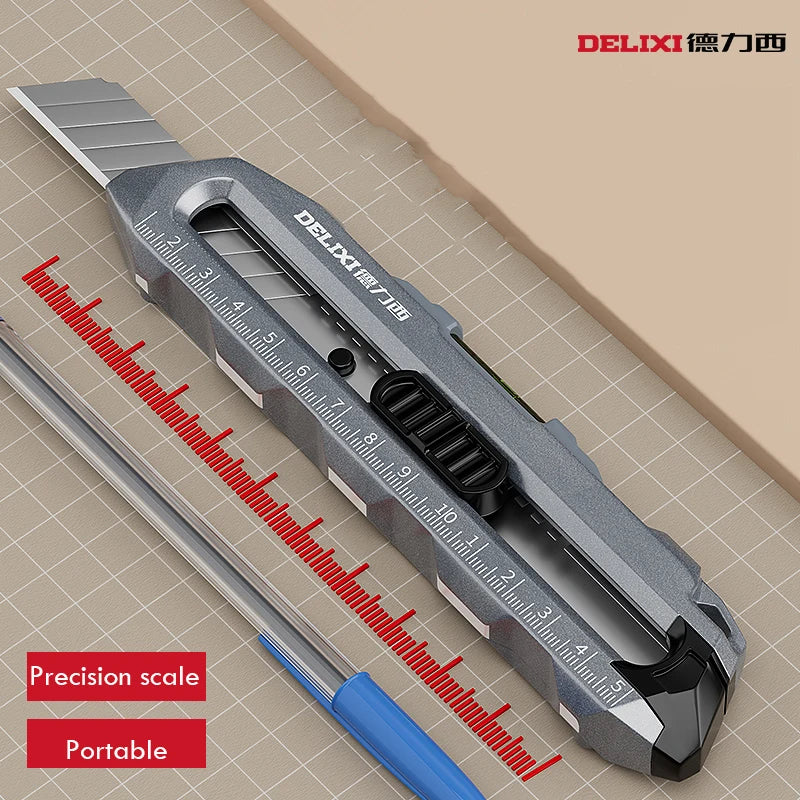 Multifunctional Utility Knife Heavy-duty Metal Box Cutter нож Estilete with 15CM Ruler Accurate Horizontal Bubble Cutting Tool