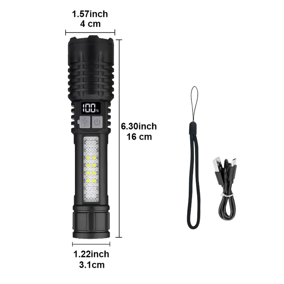 Ultra Powerful Rechargeable LED Flashlight, Super Bright Torch for Camping