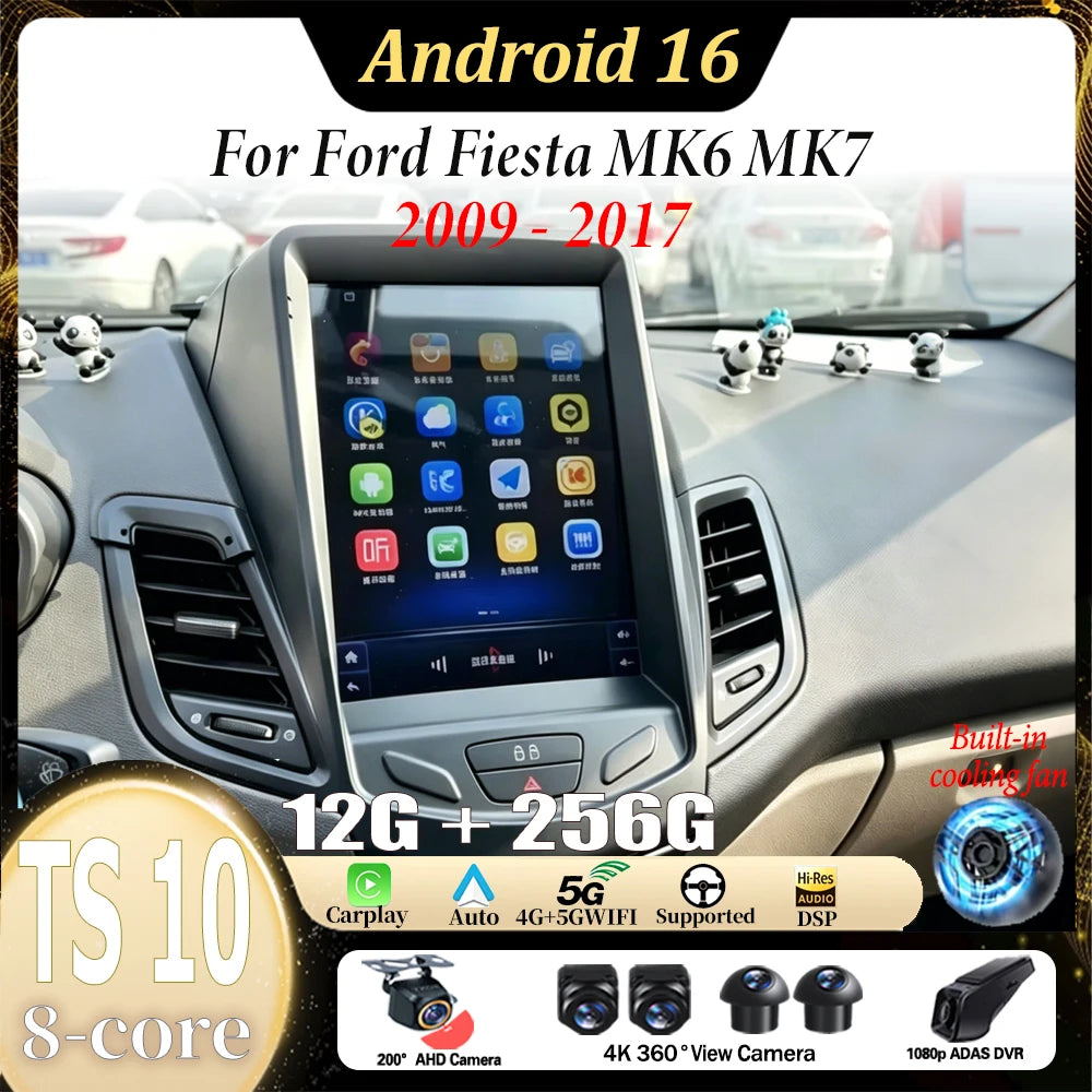 9.7 Inch Wireless CarPlay Android Radio for Ford Fiesta 2009-2017