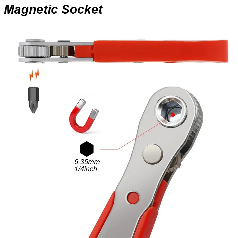 Right Angle Ratchet Wrench Screwdriver Set, 1/4 Hex Bit Holder - image 4