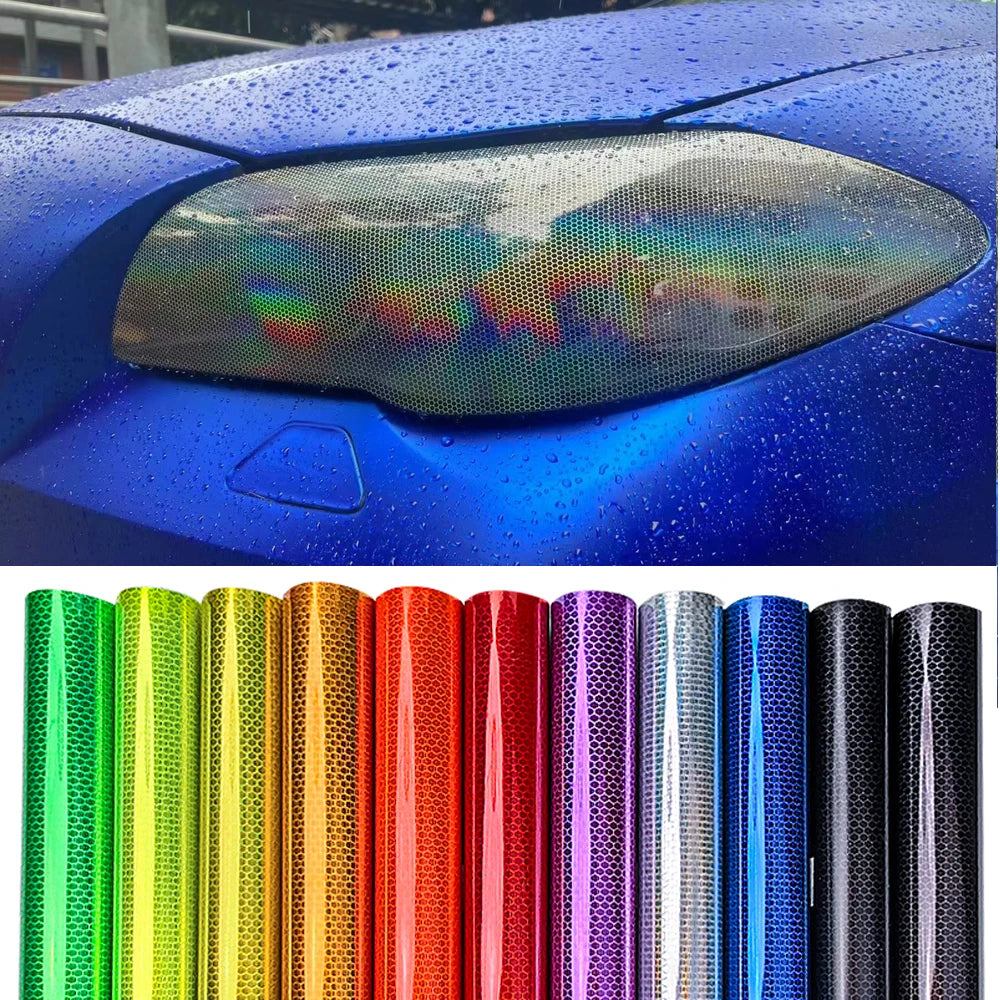 Car Headlight Taillight Honeycomb Vinyl Wrap Tint Film 30x100cm - image 5