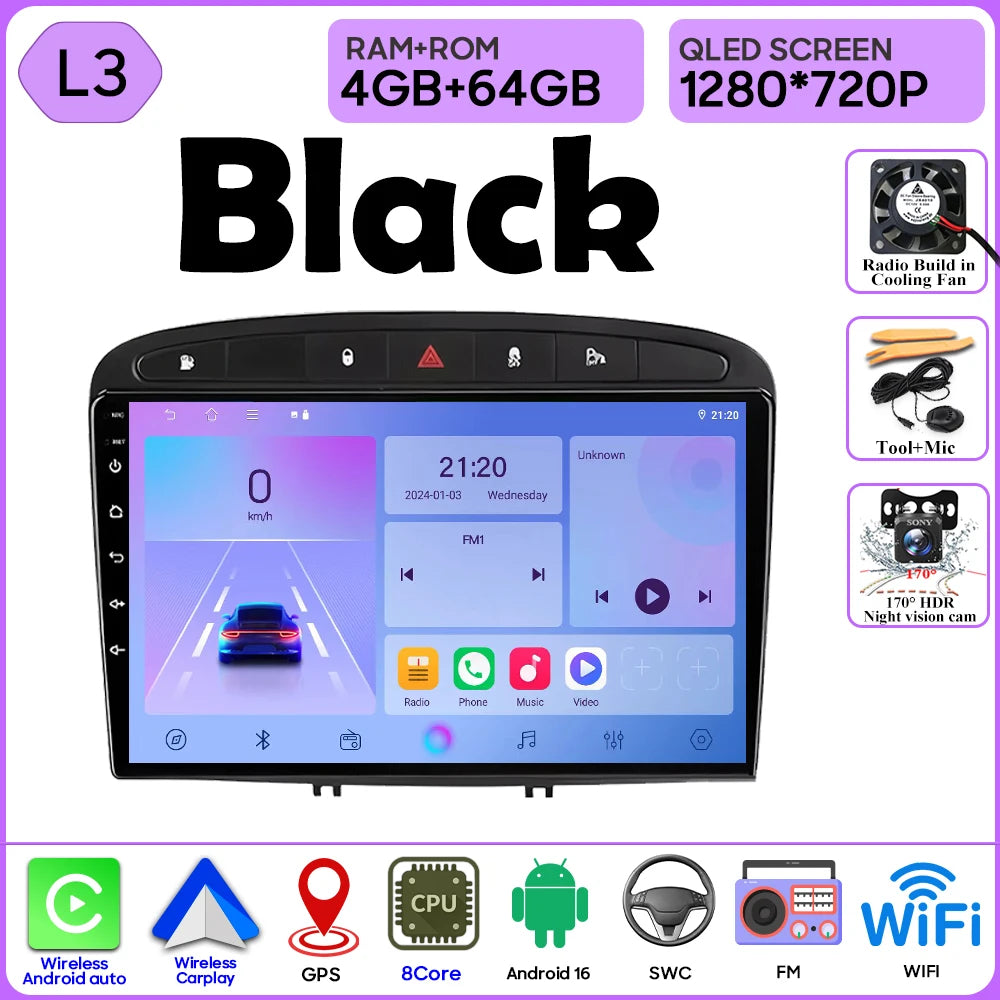9" Android Car Radio for Peugeot 408/308 with Wireless CarPlay - image 15