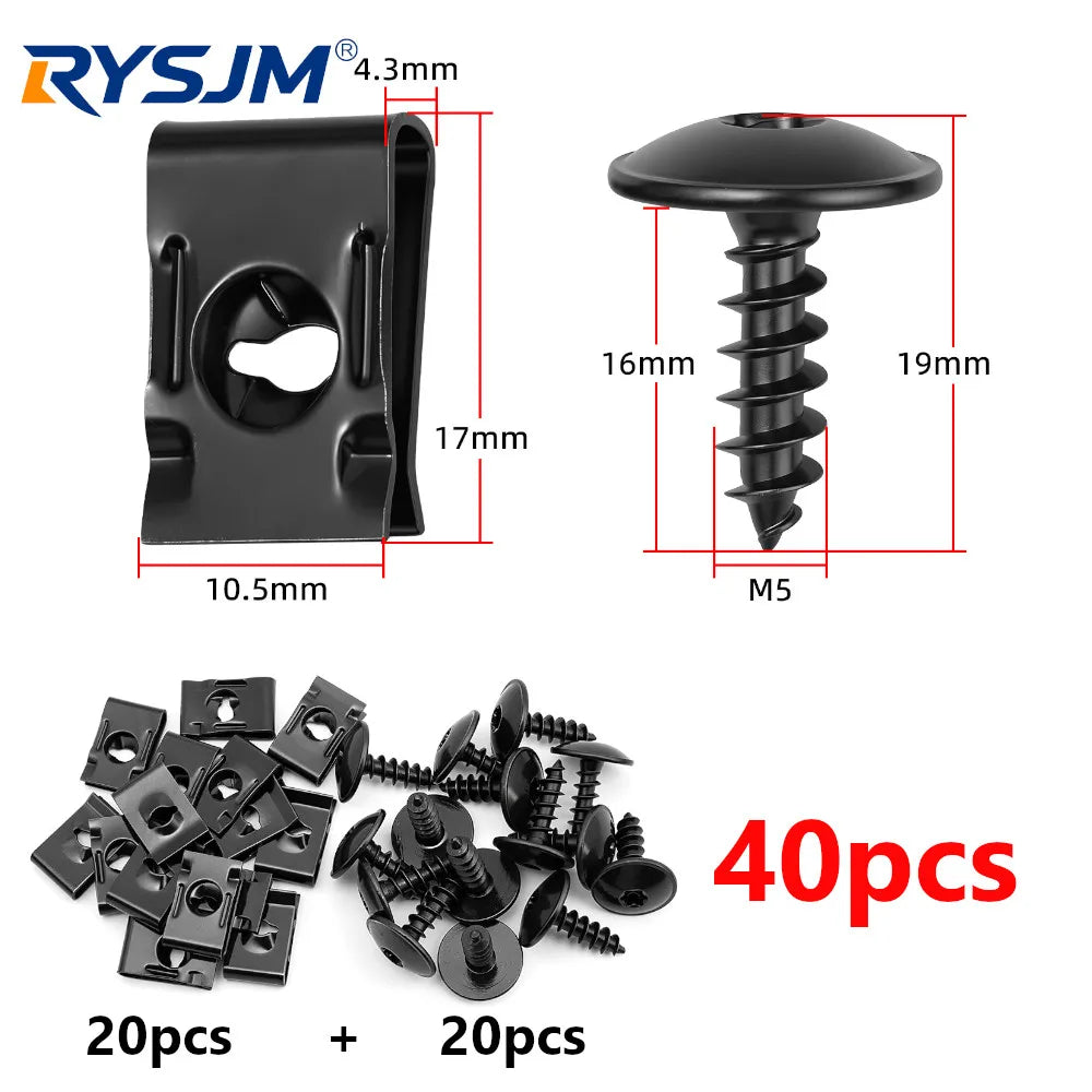 Self-Tapping Panel Screws & Clips for Bumper & Undertray Trim, 30/40 Pcs