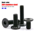 Black Ultra-Thin Stainless Steel Hex Socket Flat Head Screws M2-M8