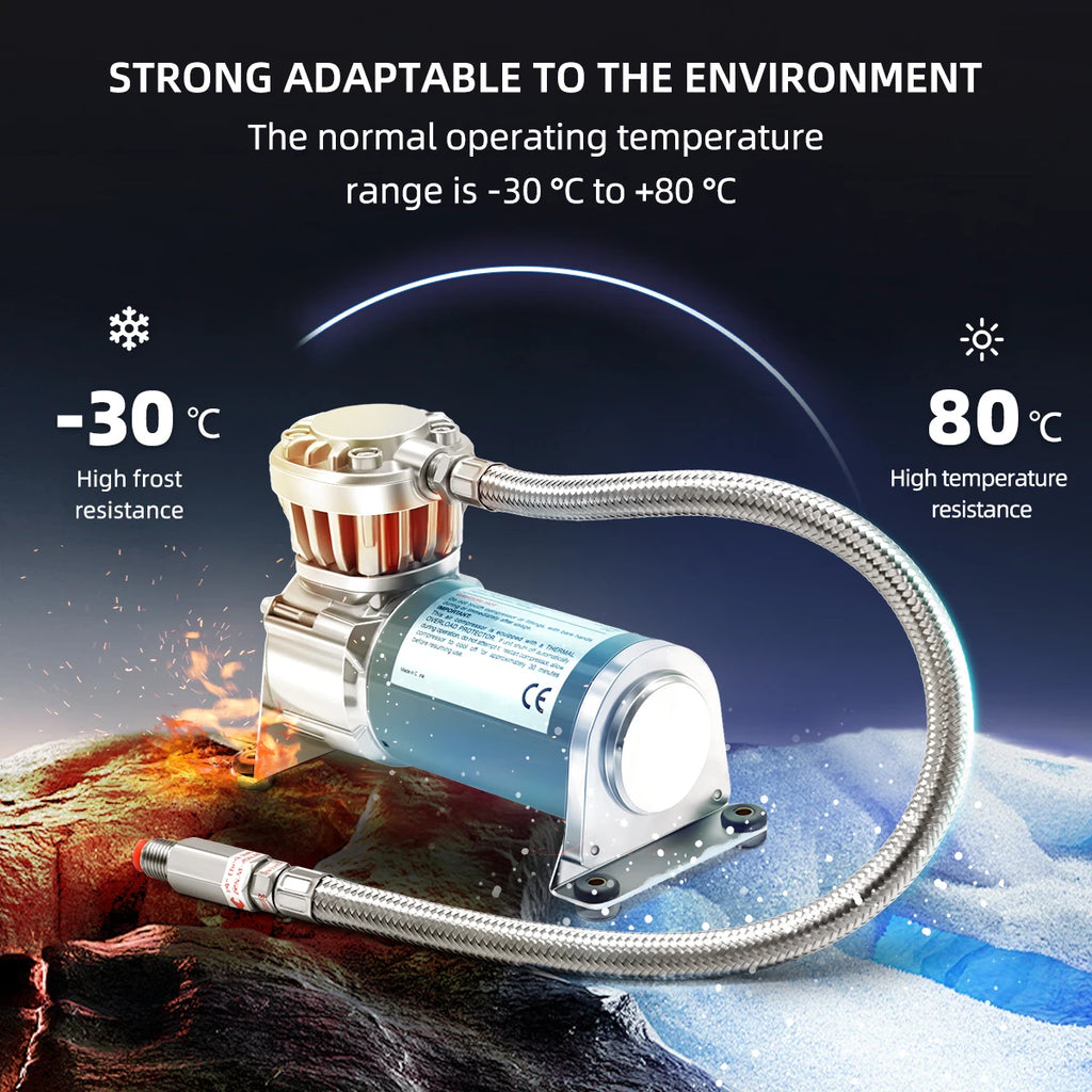 Industrial grade small air compressor,12V/24V 150PSI,IP67,Filter,High-performance,Thermal protection,Robot,Air suspension H350