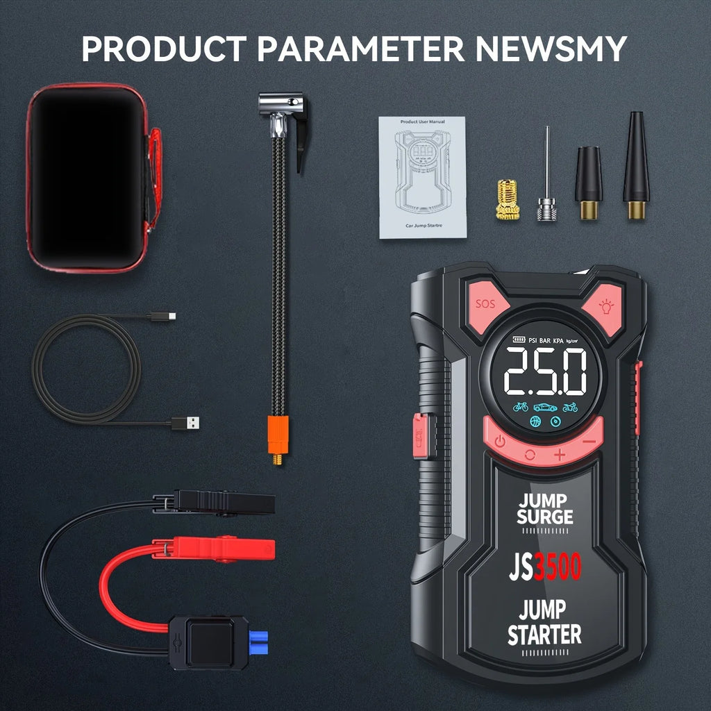 5-in-1 Jump Starter with Air Pump and Tire Inflator
