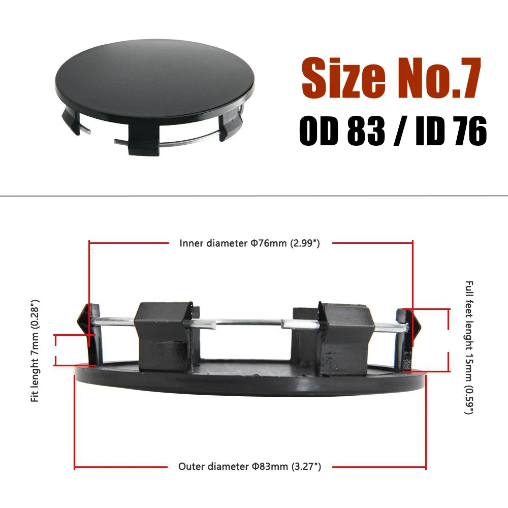 Universal Blank Wheel Center Caps, No Logo, Set of 4