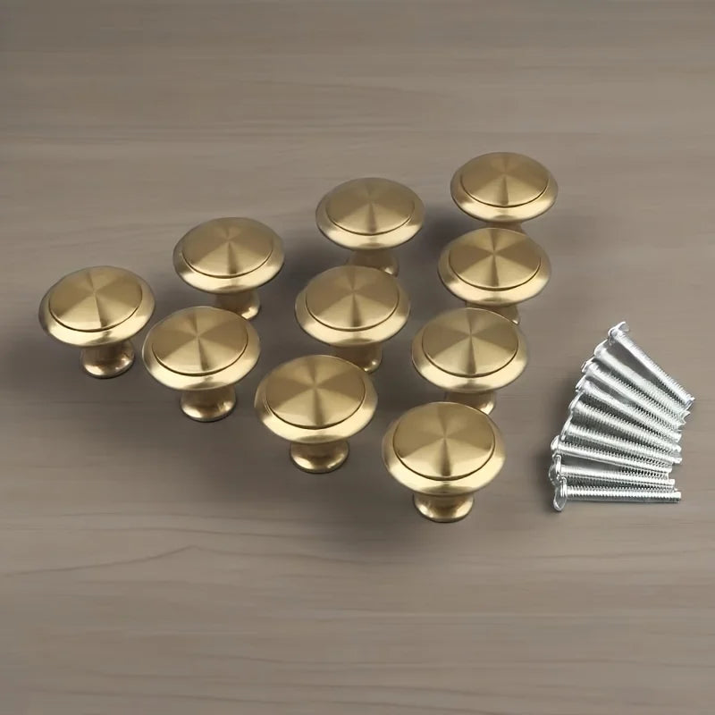 8-Piece Gold Single-Hole Cabinet Drawer Pulls