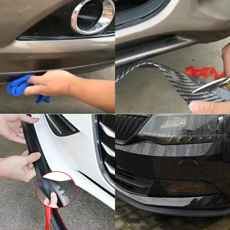 2.5m Black Universal Front Bumper Spoiler Lips Car Bumper Lip Protection Stickers Car Front Bumper Lip Rubber Car Bumper Protect