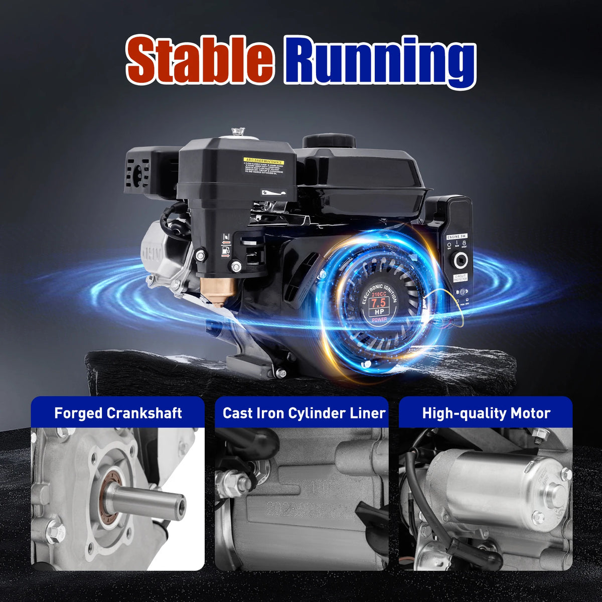 7.5HP 210cc 4-Stroke Gas Engine with Electric Start for Go Karts