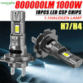 H7 H4 LED Headlight Bulbs 6000K 80000LM Plug & Play