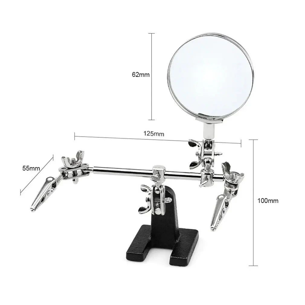 Helping Hands Magnifier Stand with Dual Alligator Clips, Adjustable 5X