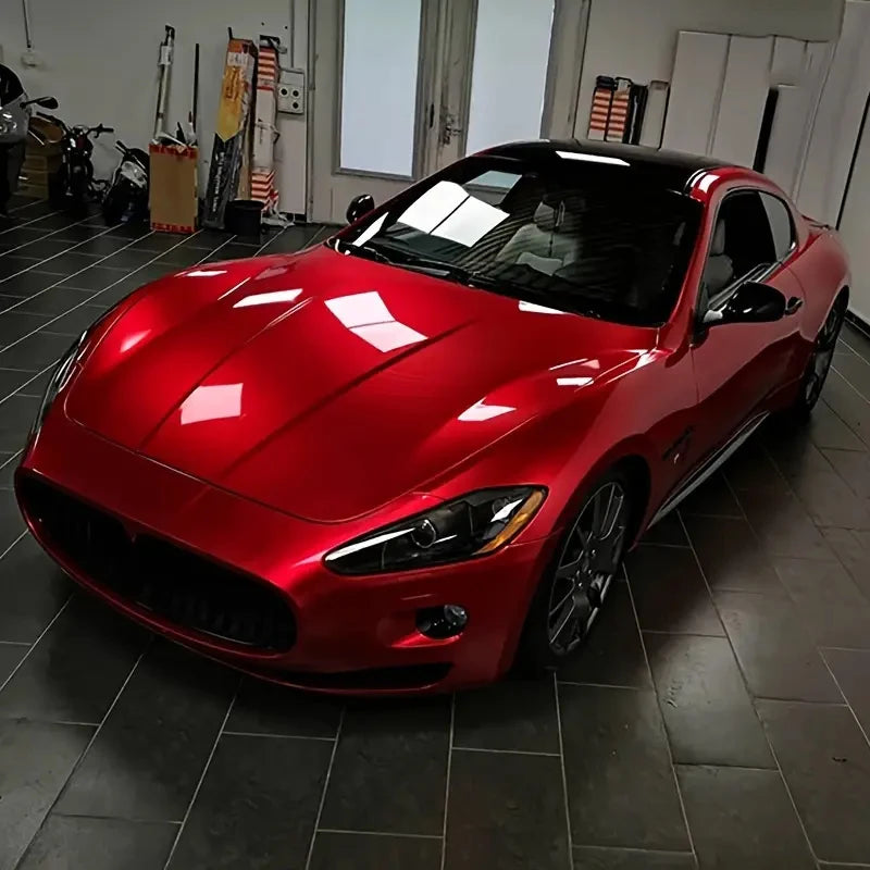 Self-Adhesive Metallic Red Glossy Vinyl Car Wrap Film - image 5