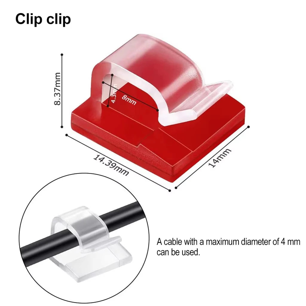 Adhesive Cable Organizer Clips, 10/20/50 Pack – Desk Clamp Hooks
