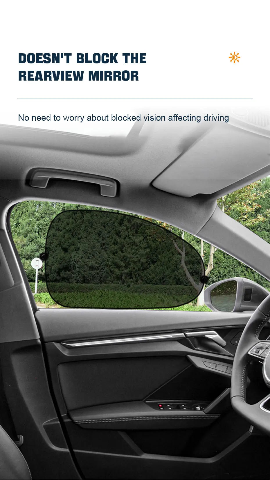 Suction Cup Side Window Sun Shade Curtains, Set of 2