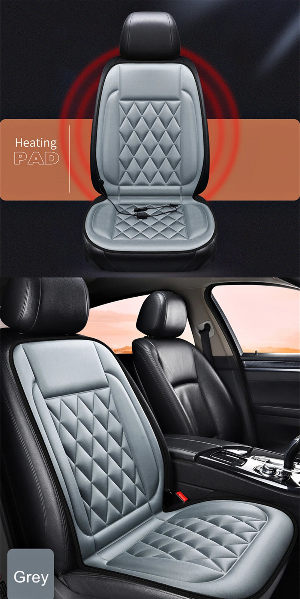 12V Heated Car Seat Cushion with High and Low Settings