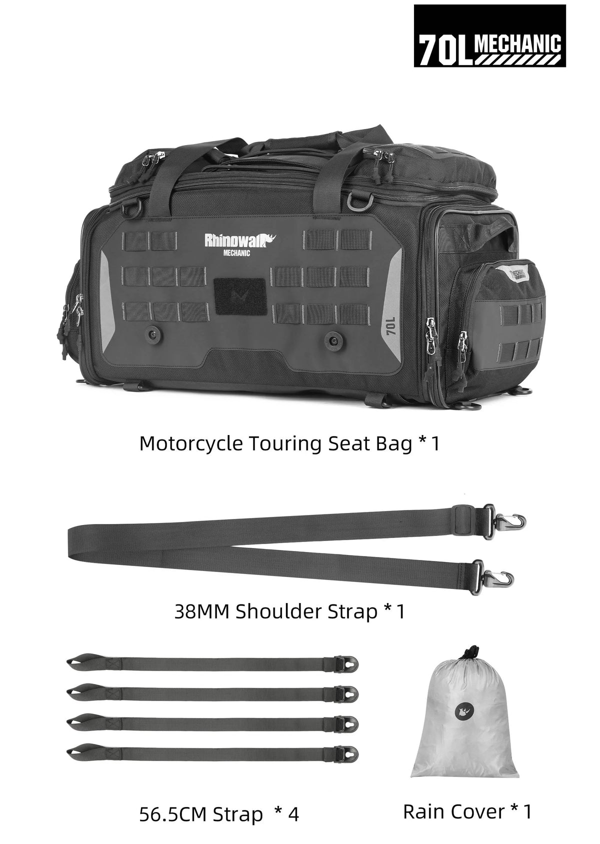 Rhinowalk 70L Magnetic Motorcycle Saddle Bag - image 23