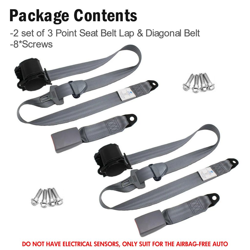 Retractable 3-Point Seat Belt Kit for Sedan, Truck & Van (Grey) - image 13