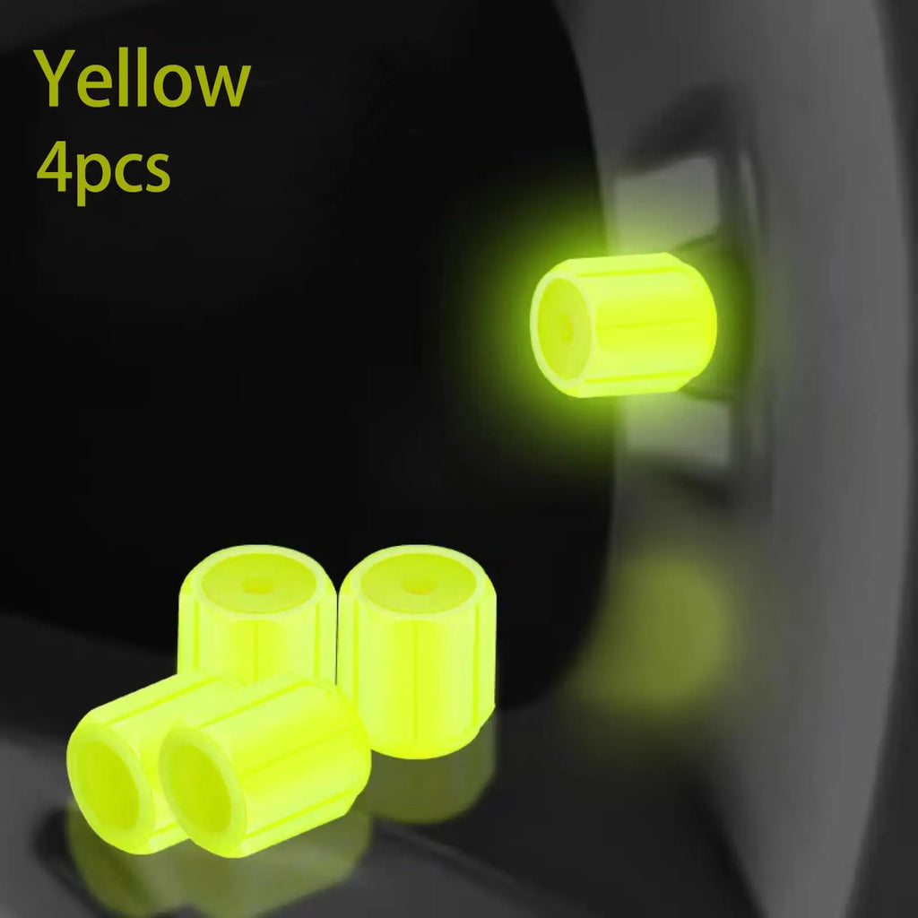 Glow in the Dark Tire Valve Stem Caps, Set of 4