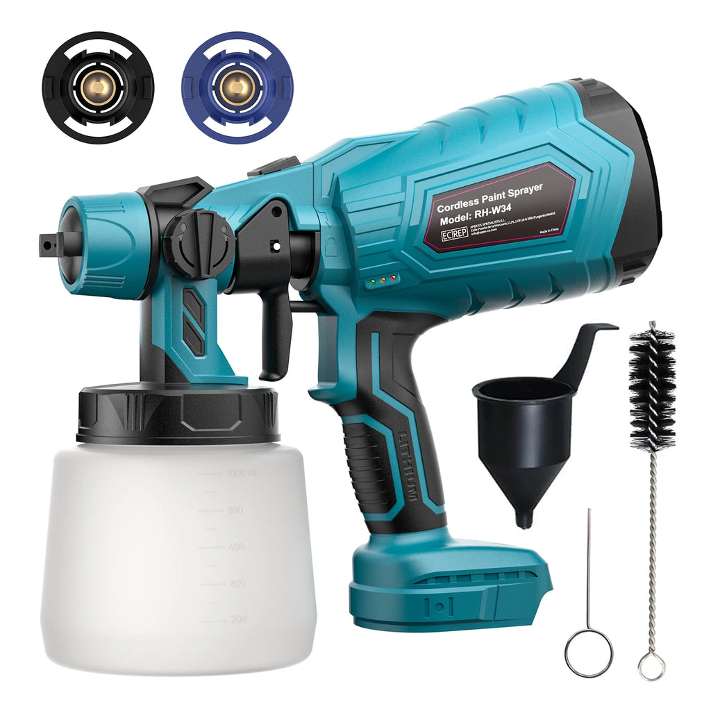 1000ML Cordless Electric Paint Spray Gun For Makita 18V Replacement Battery Paint Spray Gun Wireless For Makita BL1830 Battery