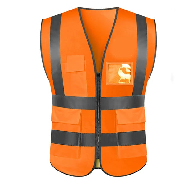High Visibility Reflective Safety Vest with Pockets and Zipper, ANSI/ISEA