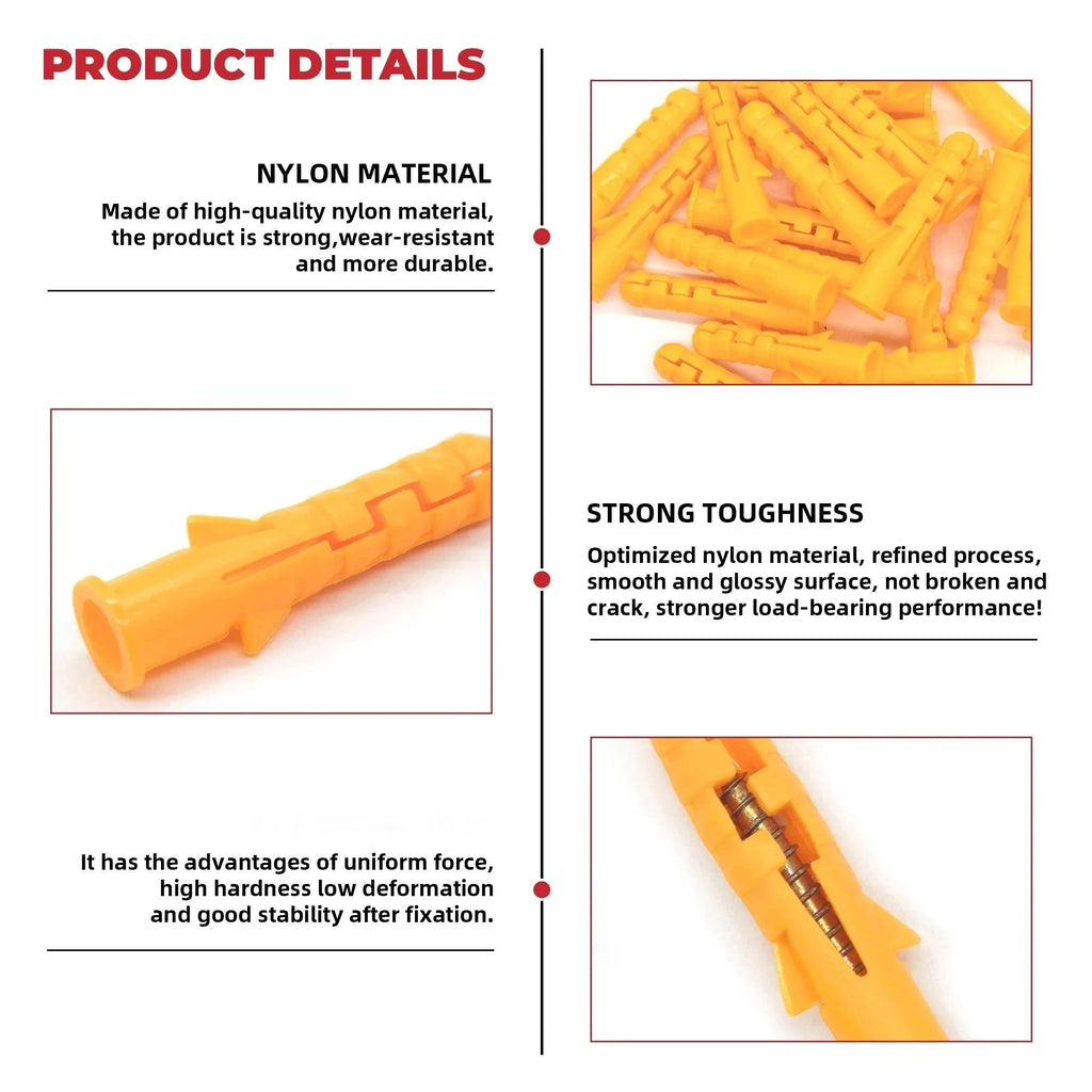 100-Piece Drywall Anchors & Screws Kit – 1/4 x 1-1/2 Inch