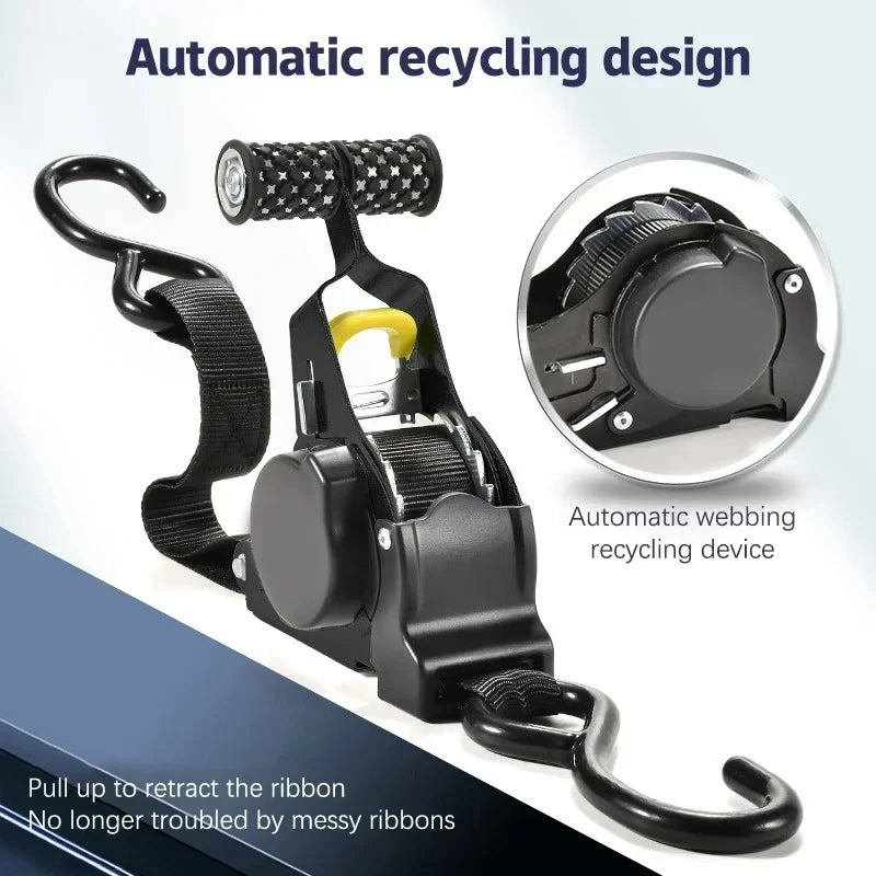 Auto Straps For Cargo Tape Retractable Belts For Load Luggage Strap Ratchet Tensioner Belt For Motorcycles Ratchet Strap For Car