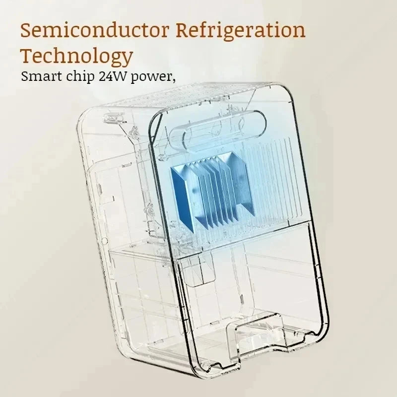 Portable mini dehumidifier with smart sensing for damp and odour control in bedrooms