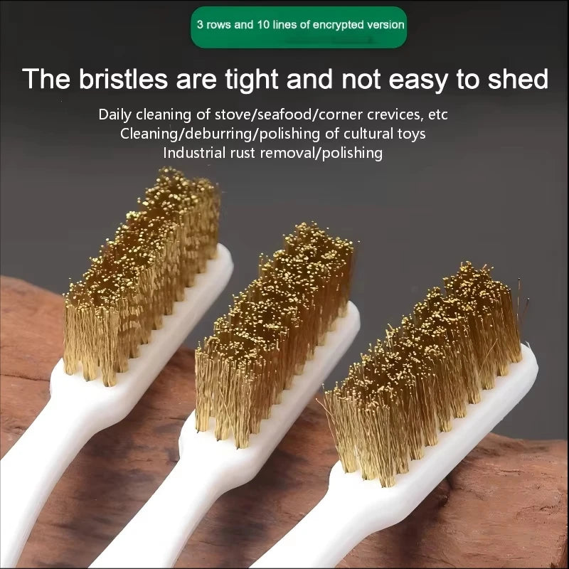 1/3/5pcs Mini Copper Plating Brass Wire Brush Set for Paint & Rust Removal Industrial Metal Polishing Burr Cleaning Tool