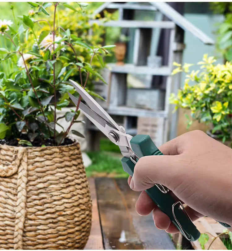 Straight Head Pruning Shears Non-Slip Handle Stainless Steel Bonsai Garden Scissors