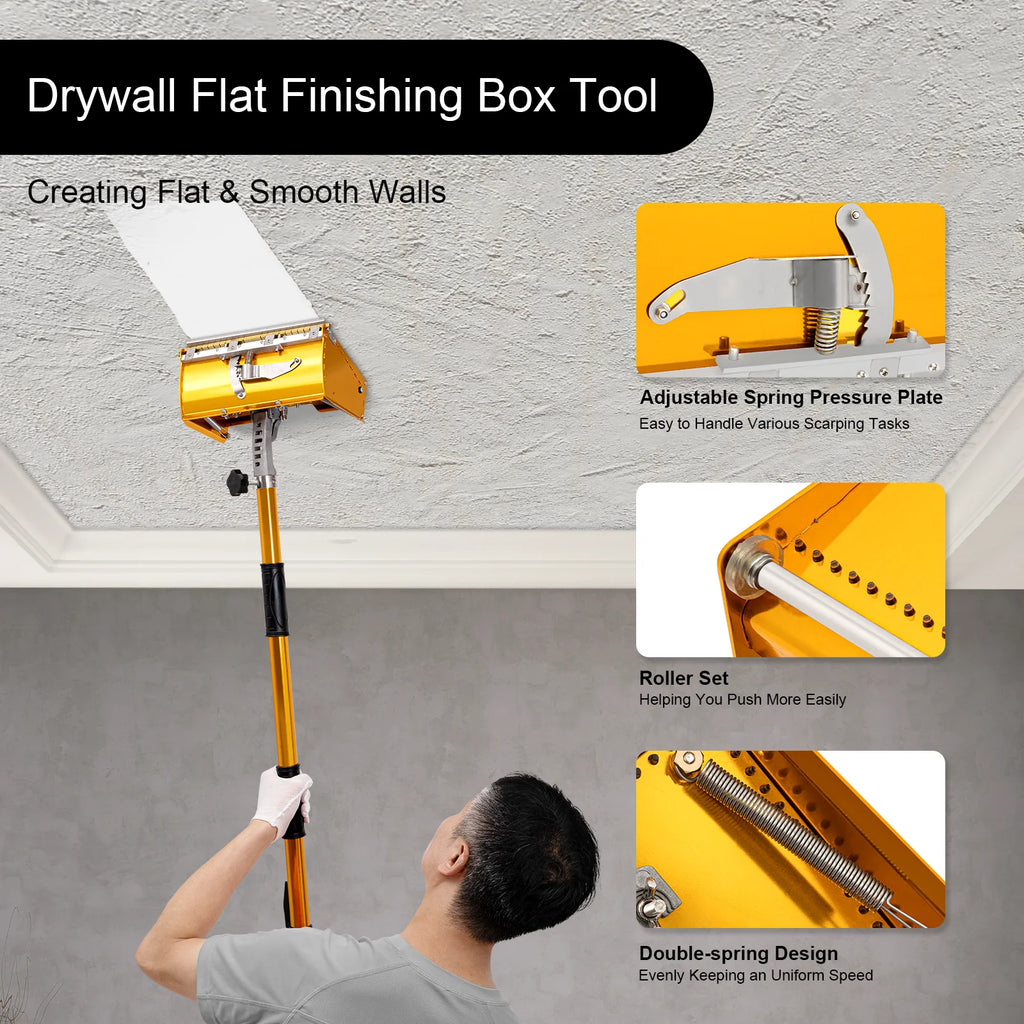 Drywall flat finishing box, 5 gear adjustable skimming tool for walls and ceilings